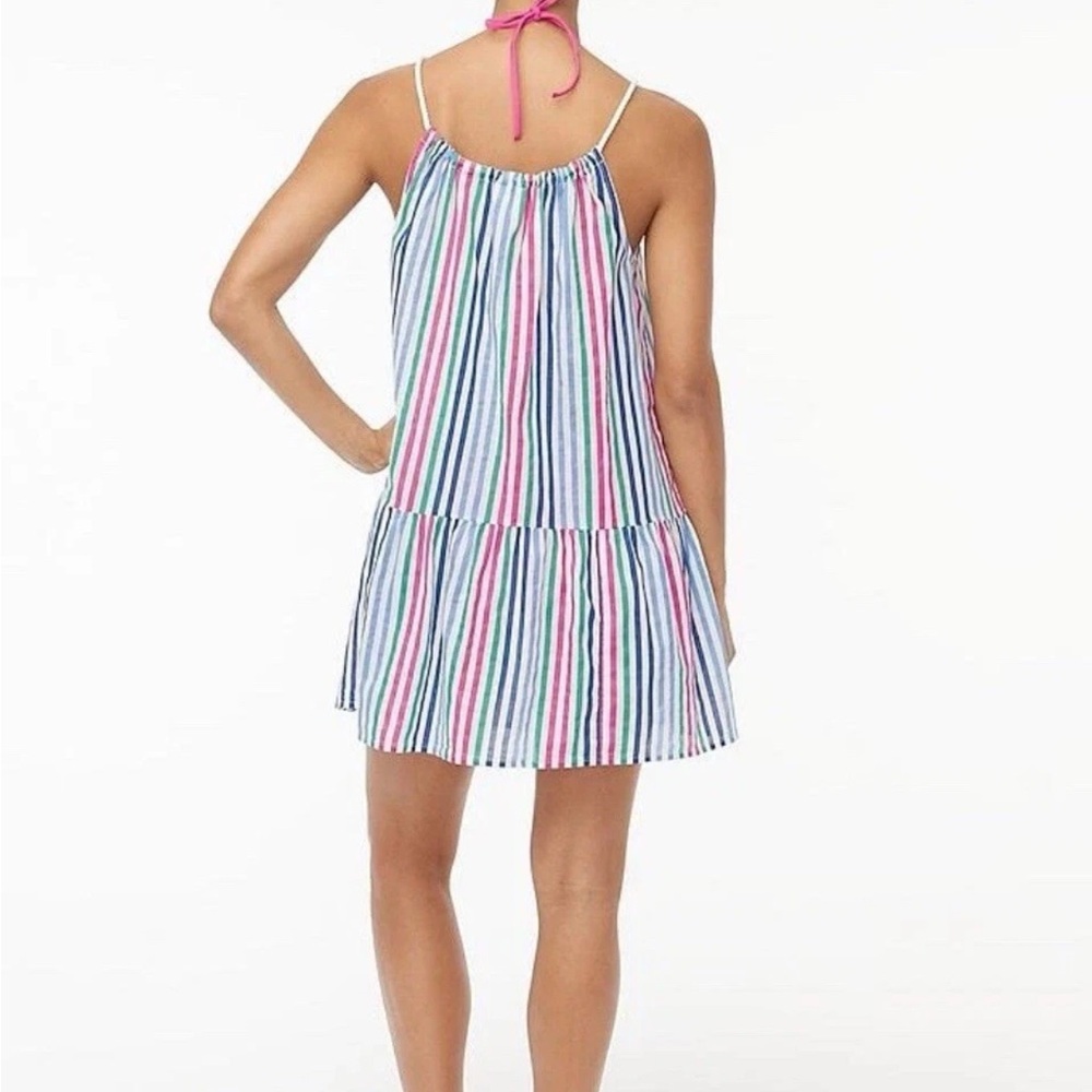 NWT J. Crew Rope Tie Multicolor Striped Swim Coverup Dress